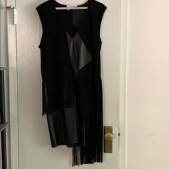 Derek Lam 10 Crosby black real leather suede dress - Picture 5 of 14